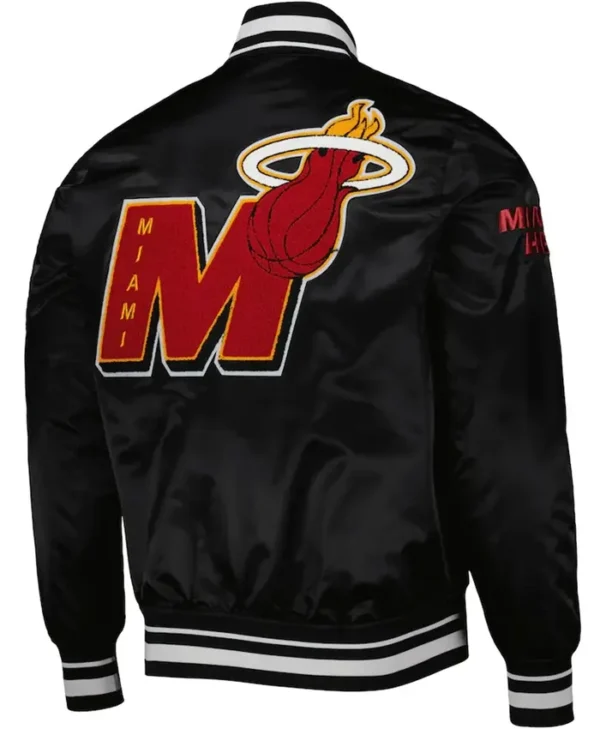 Miami Heat Black Bomber Snap Satin Jacket