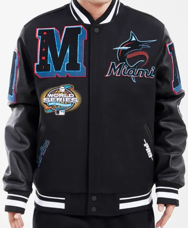 Miami Heat Mashup Black Varsity Jacket