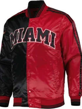Miami Heat Red And Black Satin Bomber Jacket