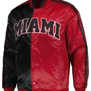 Miami Heat Red And Black Satin Bomber Jacket