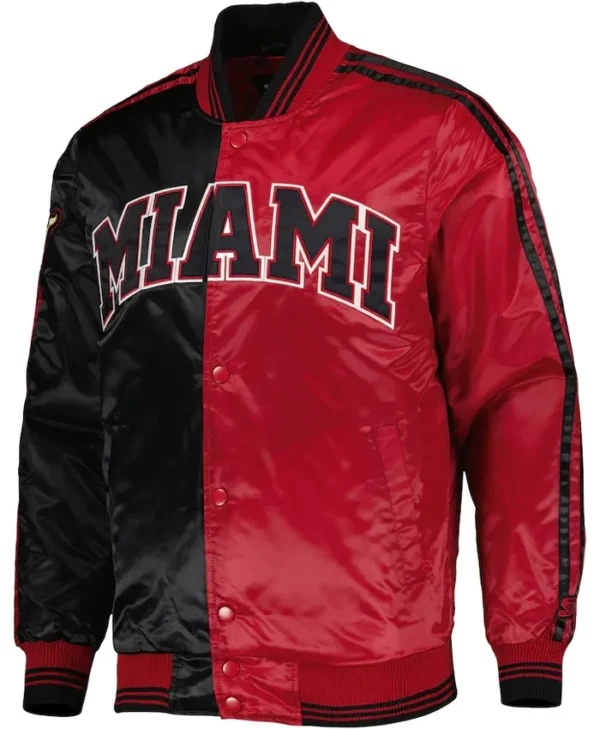 Miami Heat Red And Black Satin Bomber Jacket