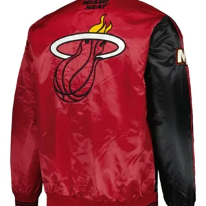 Miami Heat Red Black Satin Bomber Jacket