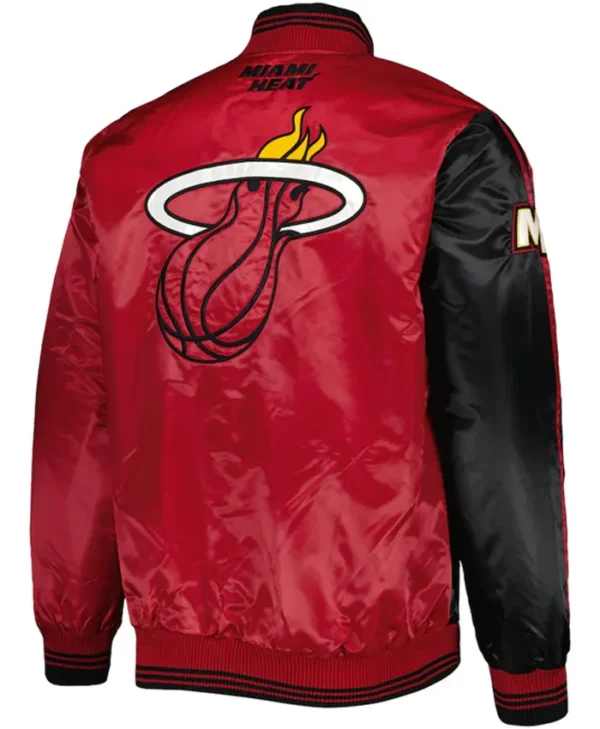 Miami Heat Red Black Satin Bomber Jacket