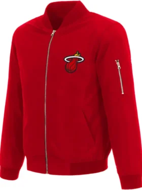 Miami Heat Red Full Zipper Bomber Jacket