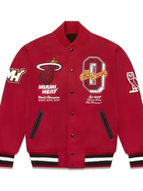 Miami Heat Red Letterman Wool Varsity Jacket