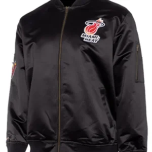 Miami Heat Satin Bomber Full Zip Jacket