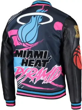 Miami Heat Snap Leather Bomber Jacket