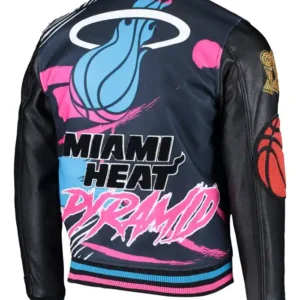 Miami Heat Snap Leather Bomber Jacket