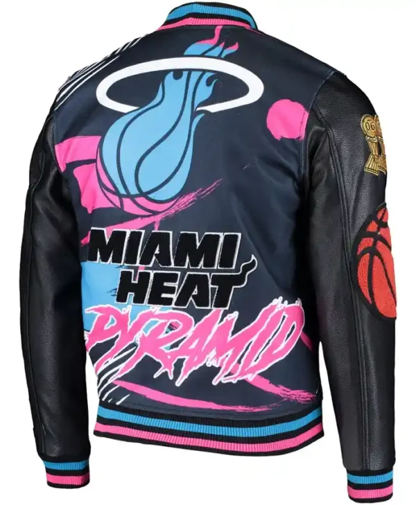 Miami Heat Snap Leather Bomber Jacket
