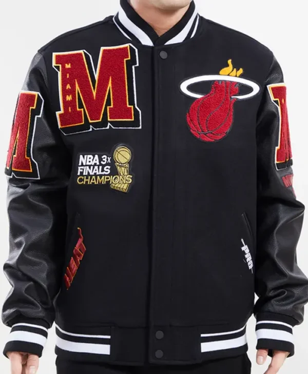 Miami Heat Varsity Black Wool Jacket