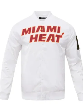 Miami Heat White Bomber Satin Jacket