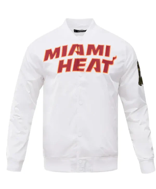 Miami Heat White Bomber Satin Jacket