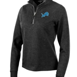 Michaela Detroit Lions Team Black Quarter Zip Jacket