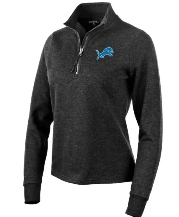 Michaela Detroit Lions Team Black Quarter Zip Jacket