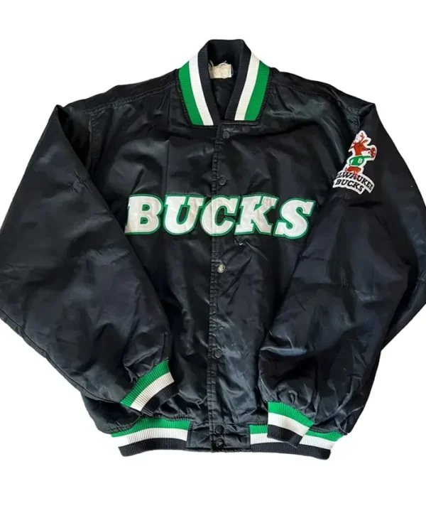 Milwaukee Bucks 90s Black Satin Jacket