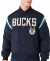 Milwaukee Bucks Black Bomber Satin Jacket