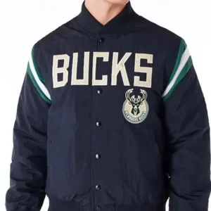 Milwaukee Bucks Black Bomber Satin Jacket