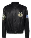 Milwaukee Bucks Black Leather Bomber Jacket 1