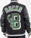 Milwaukee Bucks Black Letterman Jacket