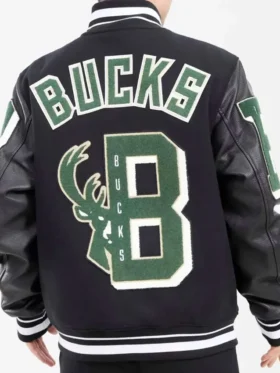 Milwaukee Bucks Black Letterman Jacket