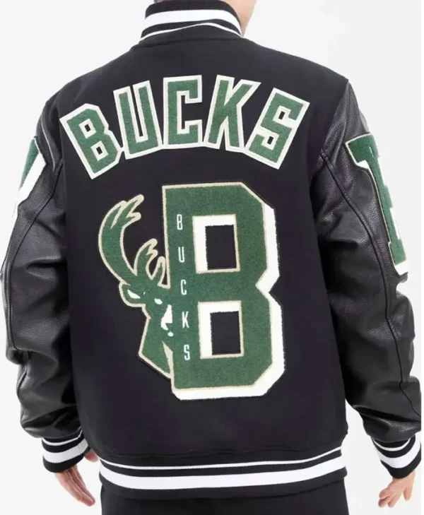 Milwaukee Bucks Black Letterman Jacket