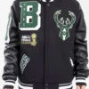 Milwaukee Bucks Black Wool Letterman Jacket