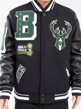 Milwaukee Bucks Black Wool Letterman Jacket