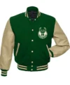 Milwaukee Bucks Green And Beige Varsity Jacket