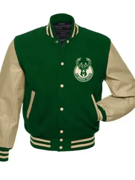 Milwaukee Bucks Green And Beige Varsity Jacket