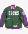 Milwaukee Bucks Green And Purple Bomber Jacket