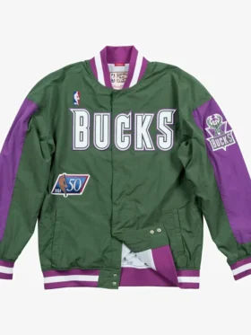 Milwaukee Bucks Green And Purple Bomber Jacket