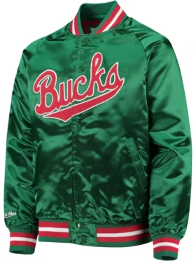 Milwaukee Bucks Green And Red Bomber Jacket