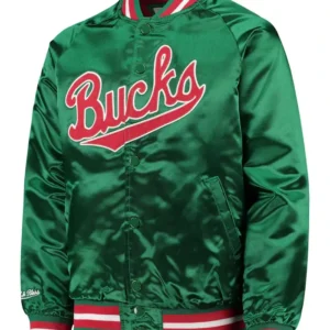 Milwaukee Bucks Green And Red Bomber Jacket