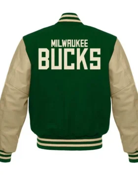 Milwaukee Bucks Green Beige Varsity Jacket