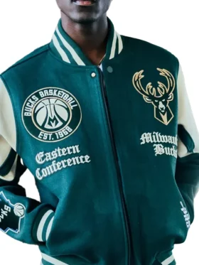 Milwaukee Bucks Green Letterman Wool Jacket