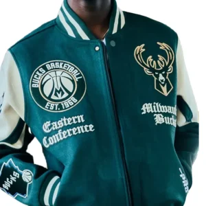 Milwaukee Bucks Green Letterman Wool Jacket