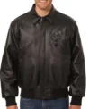 Milwaukee Bucks Leather Black Bomber Jacket