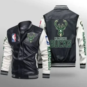 Milwaukee Bucks Leather Bomber Jacket 1