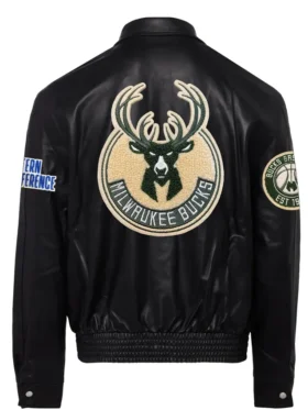 Milwaukee Bucks Leather Bomber Jacket