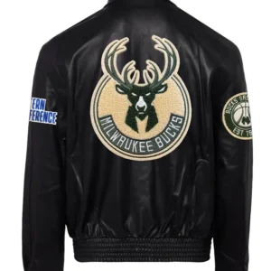 Milwaukee Bucks Leather Bomber Jacket