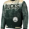Milwaukee Bucks Leather Green Varsity Jacket
