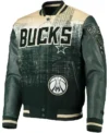 Milwaukee Bucks Leather Green Varsity Jacket