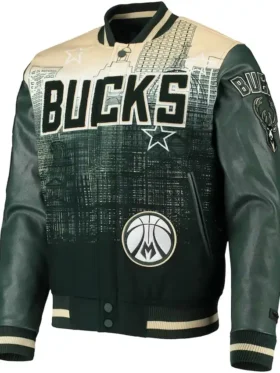 Milwaukee Bucks Leather Green Varsity Jacket