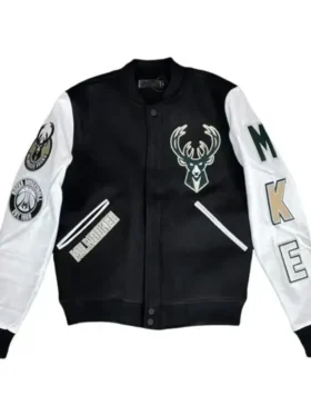 Milwaukee Bucks Letterman Black And White Jacket
