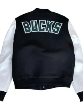 Milwaukee Bucks Letterman Black White Jacket