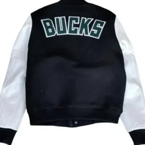 Milwaukee Bucks Letterman Black White Jacket