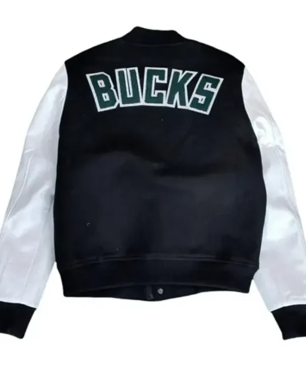 Milwaukee Bucks Letterman Black White Jacket