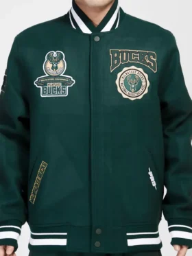 Milwaukee Bucks Letterman Dark Green Jacket