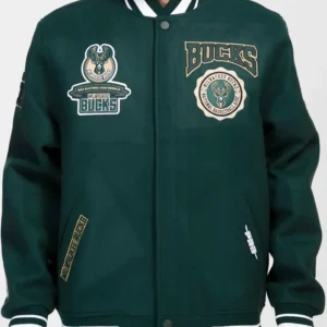 Milwaukee Bucks Letterman Dark Green Jacket