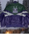 Milwaukee Bucks Purple Green Bomber Leather Jacket 1